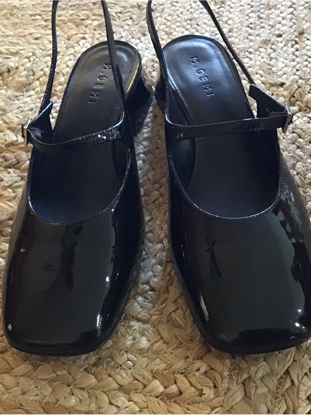 M.Gemí Agnese Italian Black Patent Pump Mary Jane Slingback (40.5 EU 9.5 US) NEW